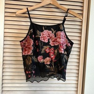 Embroidered Rose Tank